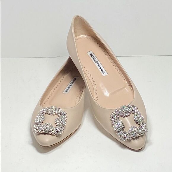 Manolo Blahnik Hangisi 25 Embellished Leather Flats size 36.5 - Picture 6 of 10